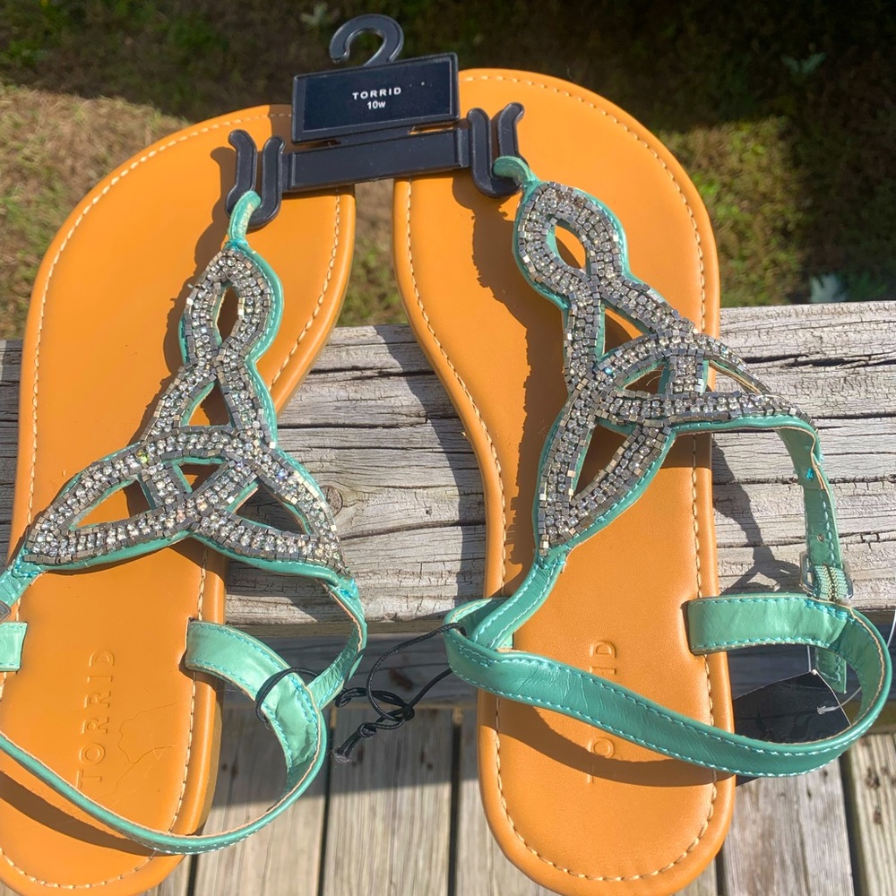Torrid Sandals- teal with jewels NWT